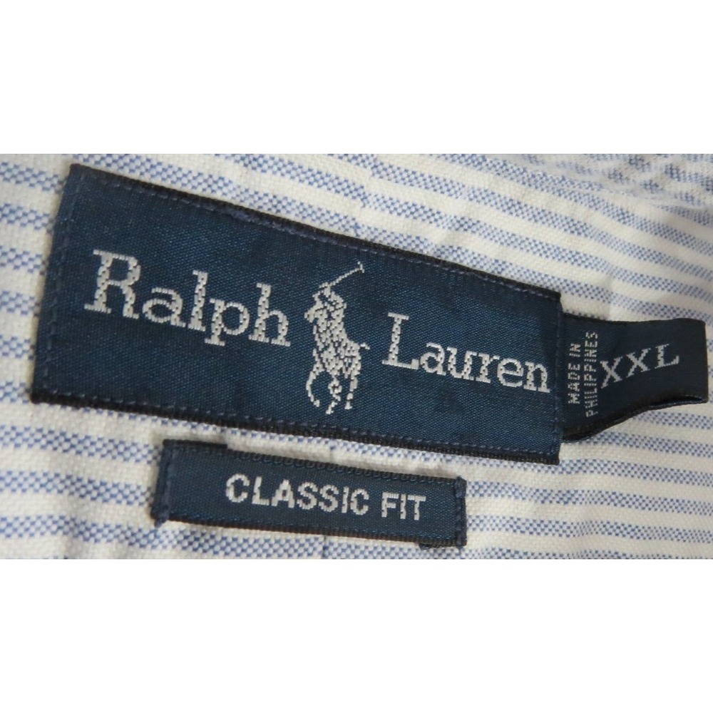 Ralph Lauren XXL Blue Stripe Classic Fit Button Down Shirt Pony Logo - Picture 3 of 9